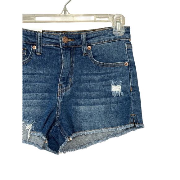 BP Womens Cut-Off Shorts Blue Distressed Frayed Dark Wash Stretch Denim 25 New - Picture 3 of 8